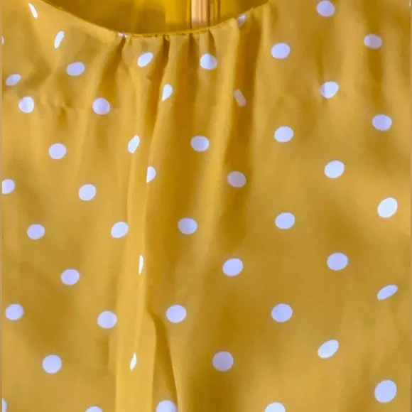 BANANA REPUBLIC NWOT Mustard Yellow Polka Dot Dress w/Belt - Size 2 - Picture 2 of 7